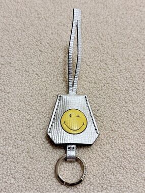 Anya Hindmarch Smiley Keychain Bag Charm/Leather Clochette